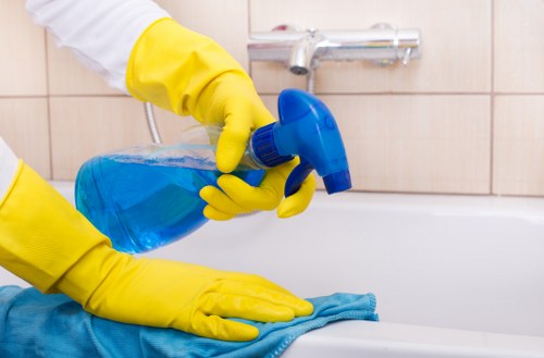 Professional home cleaners working in a Bermondsey living room